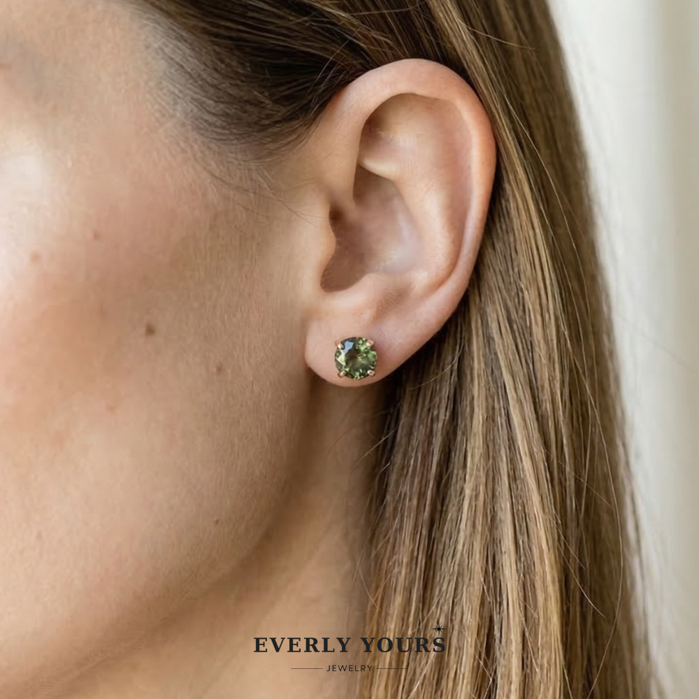 14K Gold Yellow Moissanite Stud Earring