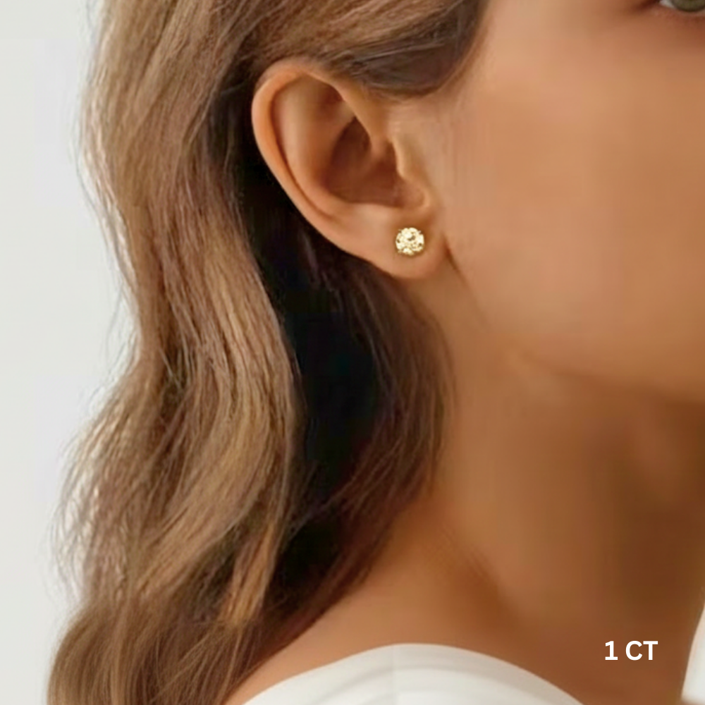 14K Gold Yellow Moissanite Stud Earring