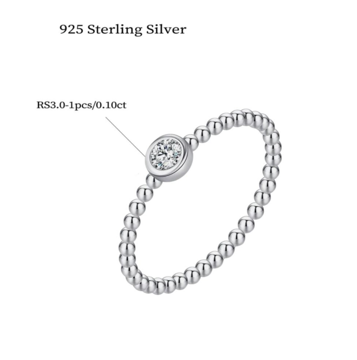 18K White Gold Dainty VVS2 Moissanite Bezel Ring 