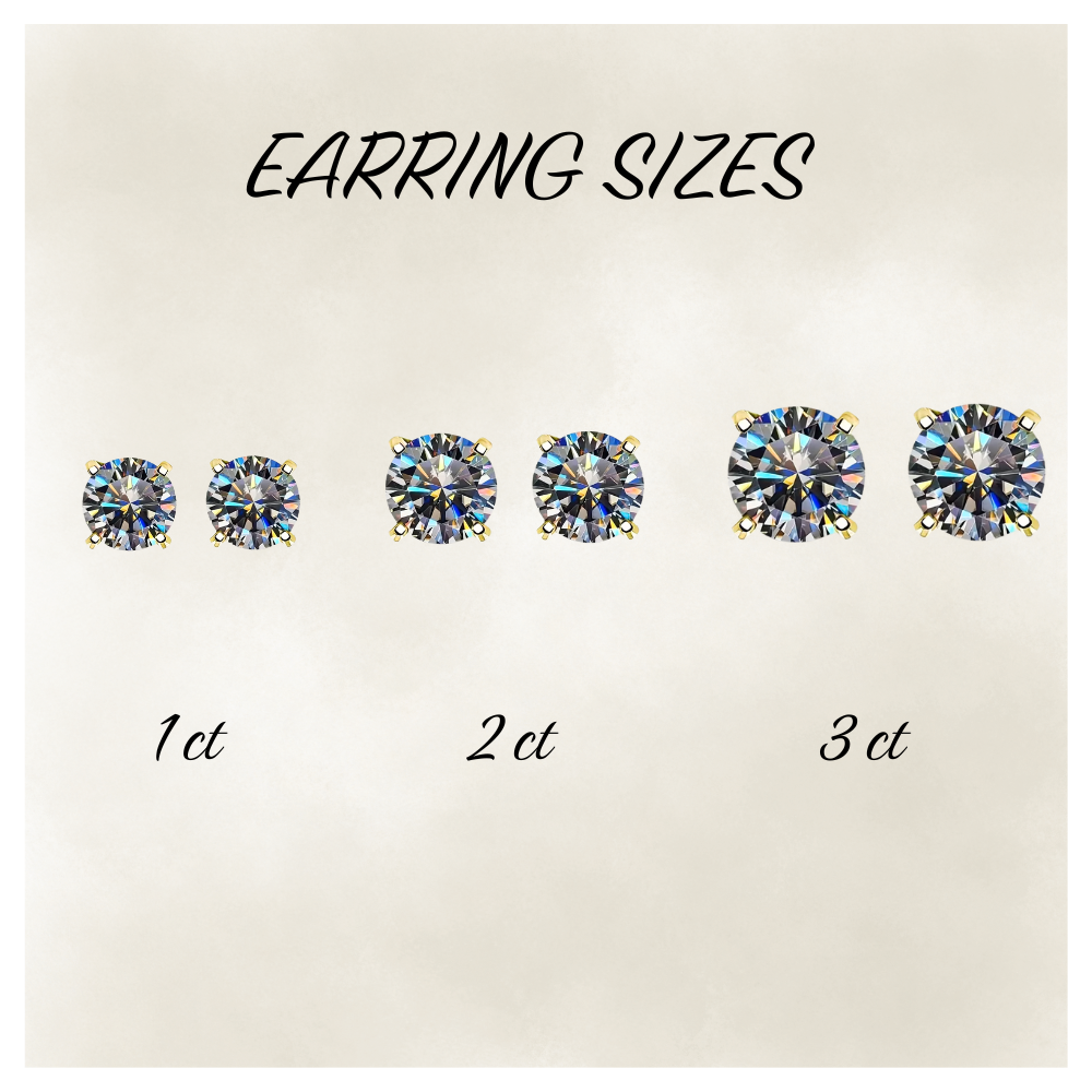 14K Gold Gray Moissanite Stud Earring
