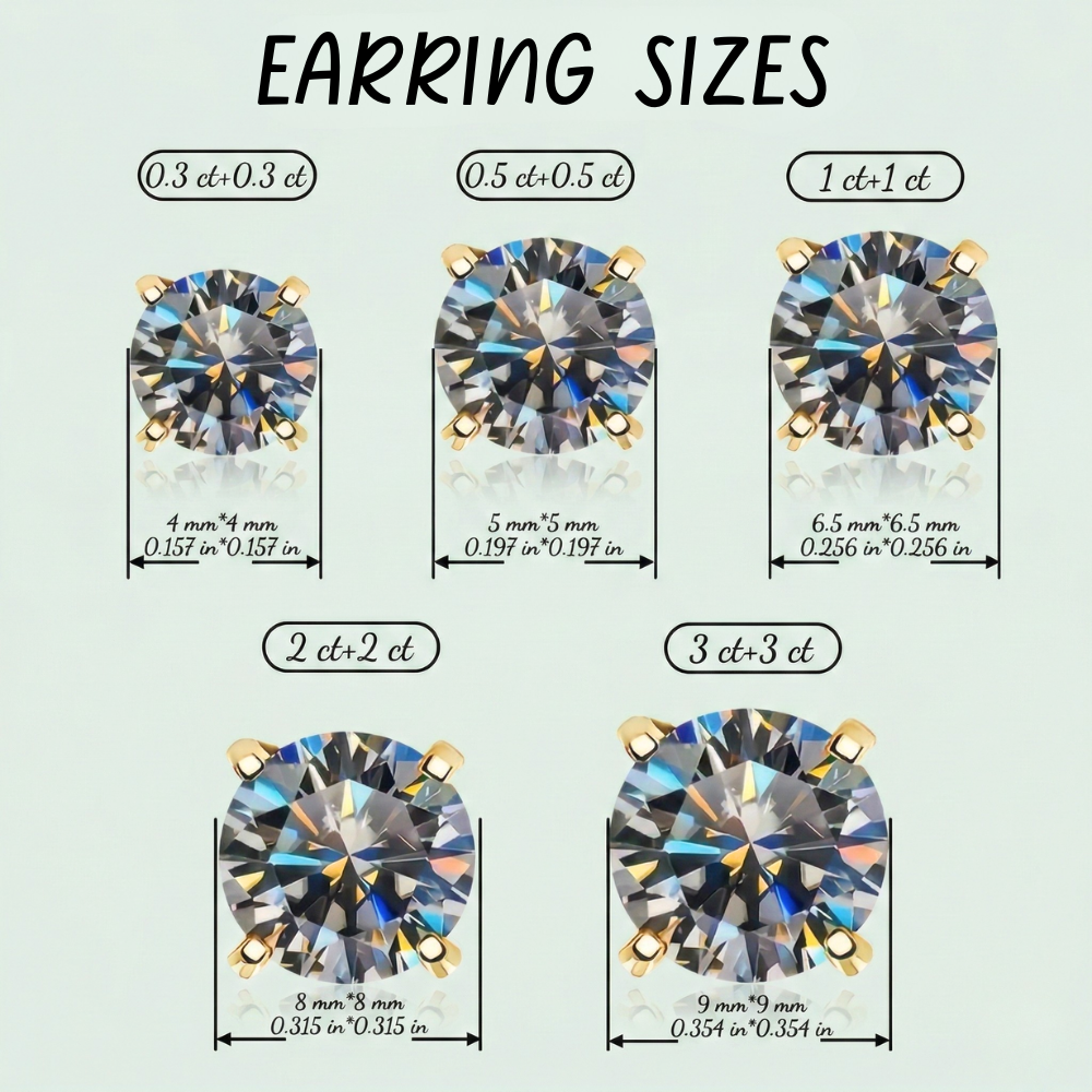 14K Gold Gray Moissanite Stud Earring