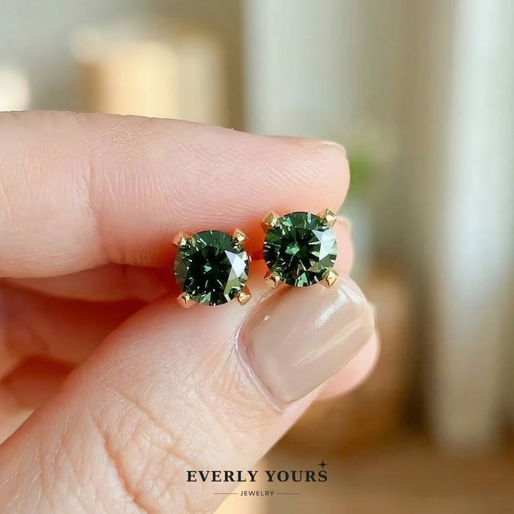 14K Gold Yellow Moissanite Stud Earring