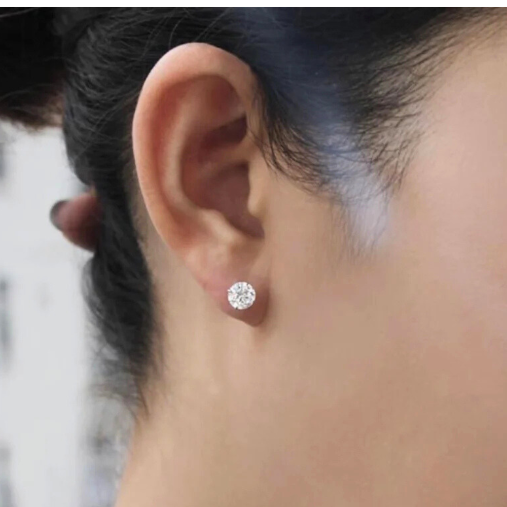 14K Gold & Platinum Moissanite Stud Earrings