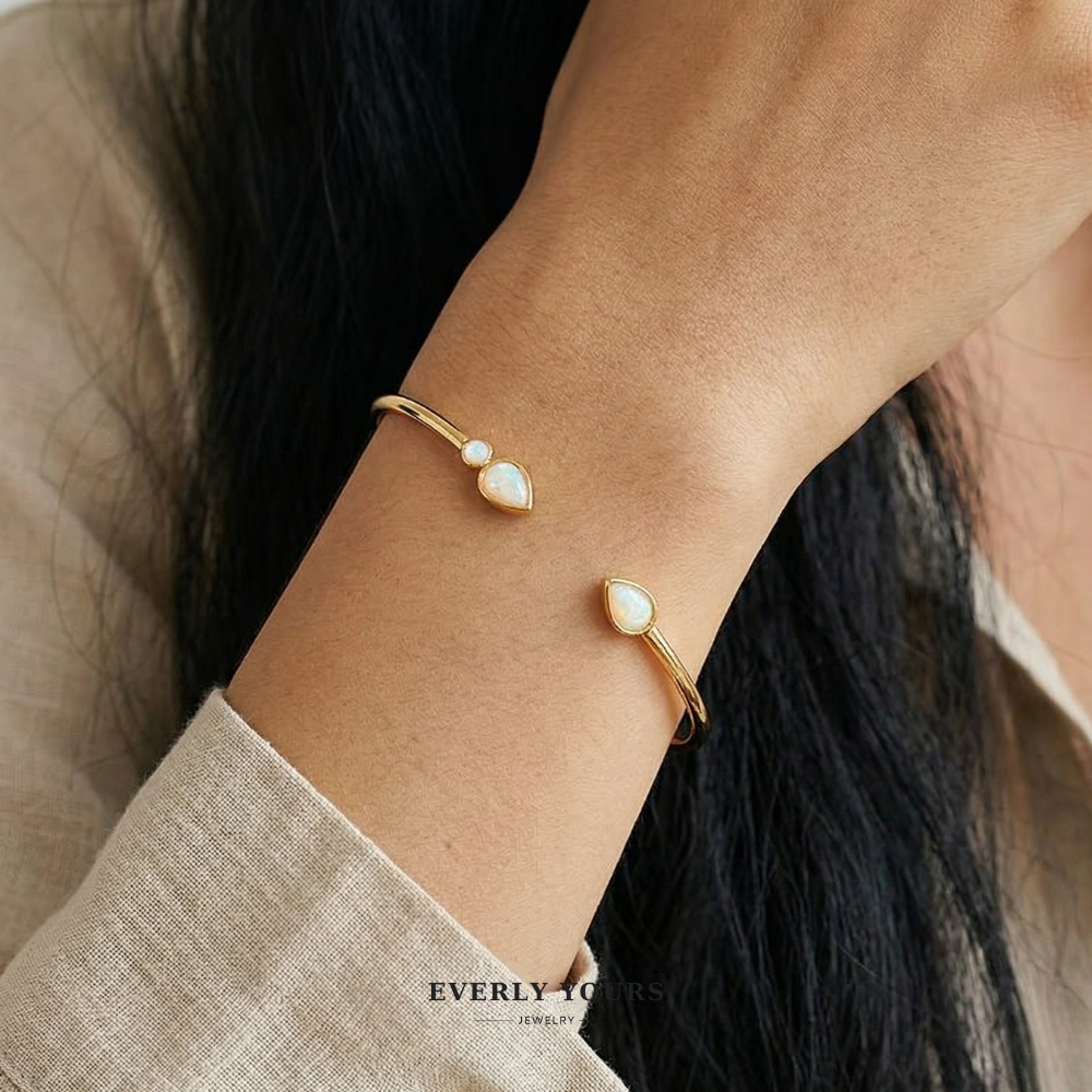 Sea Turtle Oval Opal Accent Gold Cuff Bracelet