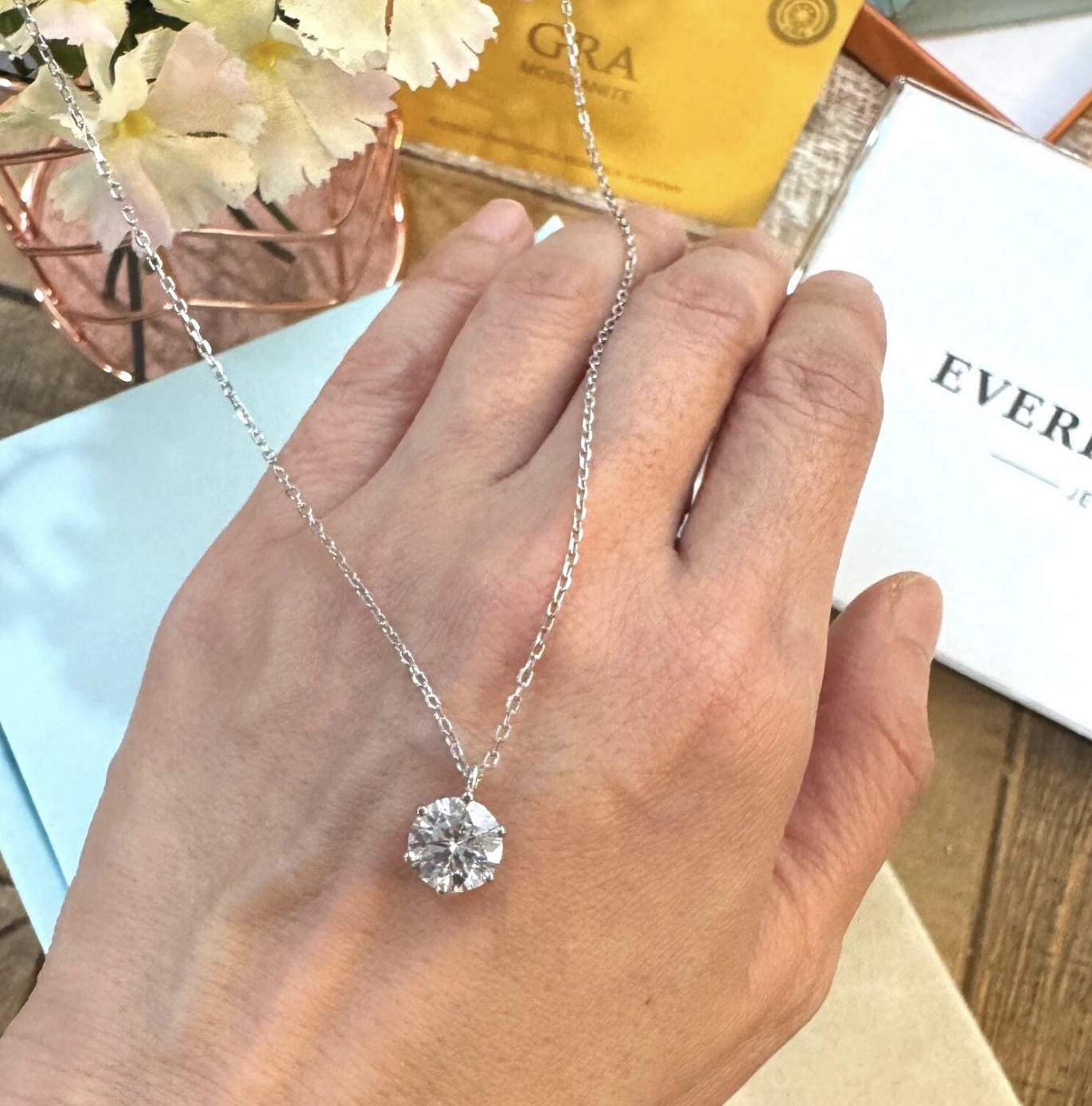 2CT Moissanite Solitaire Necklace