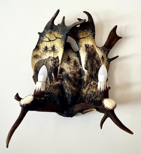 Handcrafted Antler Wall Lamp