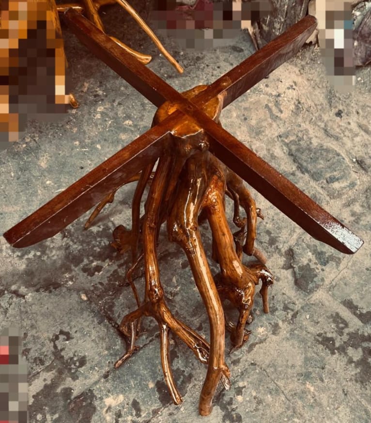 Handcrafted Wooden Table Base