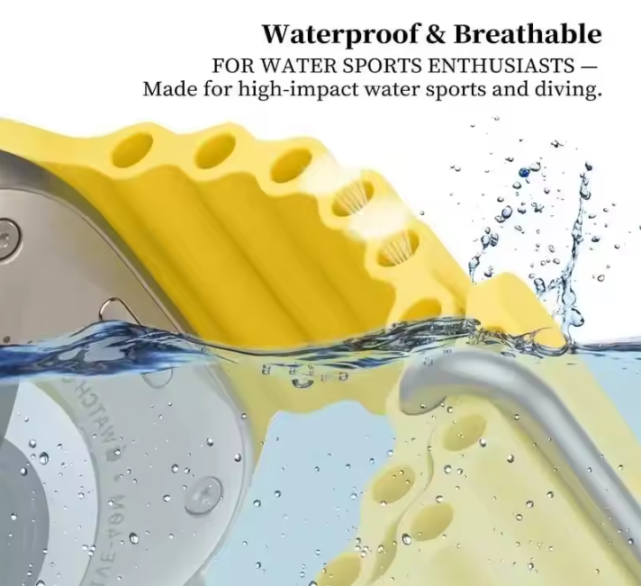 Ocean Silicone Double Buckle Strap for Apple Watch Ultra 2/Series 10/9/8/7/6/SE 