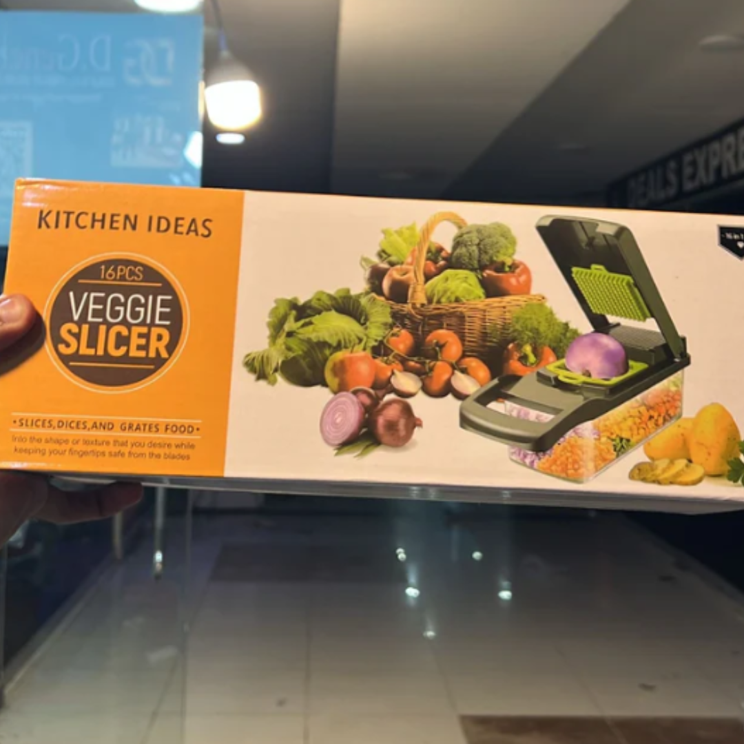 16 Pieces Vegetable Slicer Multifunction Slicer Grater Cutter, Stainless Steel Blades, Adjustable, Vegetable Cutter, Kitchen Tool