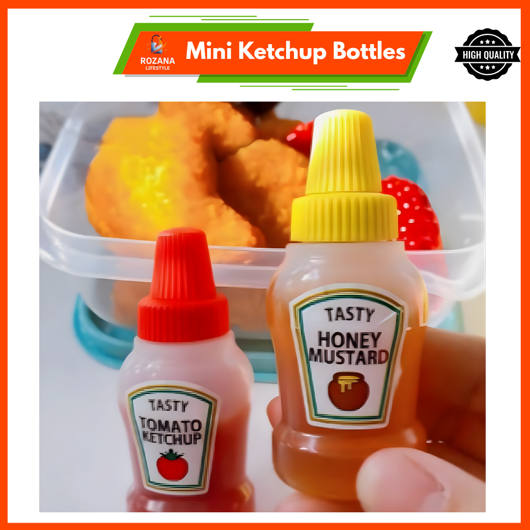 Mini ketchup bottles pair