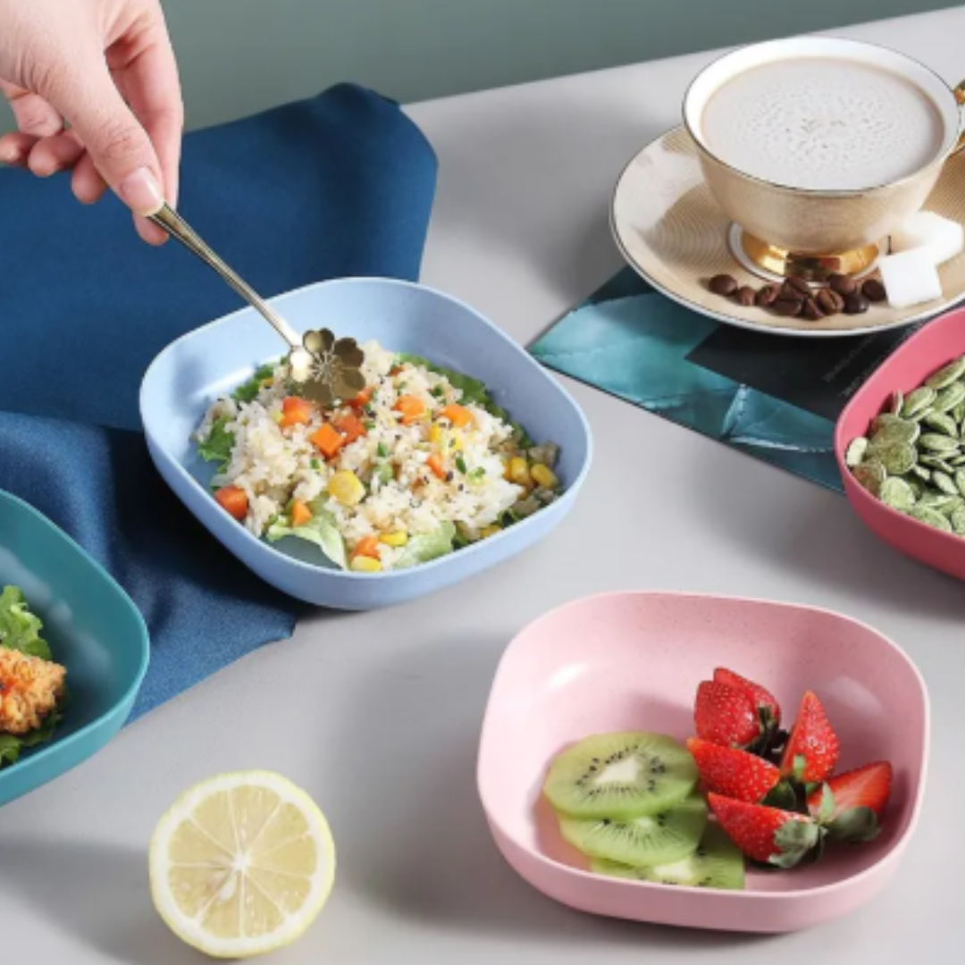 10Pcs Creative Food Grade Plastic Plates Set with Stand