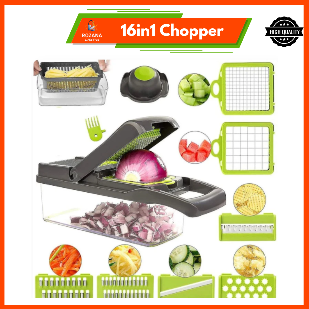 16 Pieces Vegetable Slicer Multifunction Slicer Grater Cutter, Stainless Steel Blades, Adjustable, Vegetable Cutter, Kitchen Tool