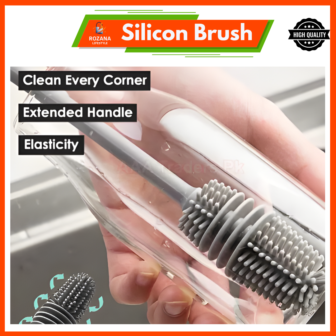 Silicone Bottle Cleaning Brush with Long Handle
