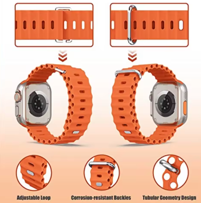 Ocean Silicone Double Buckle Strap for Apple Watch Ultra 2/Series 10/9/8/7/6/SE 