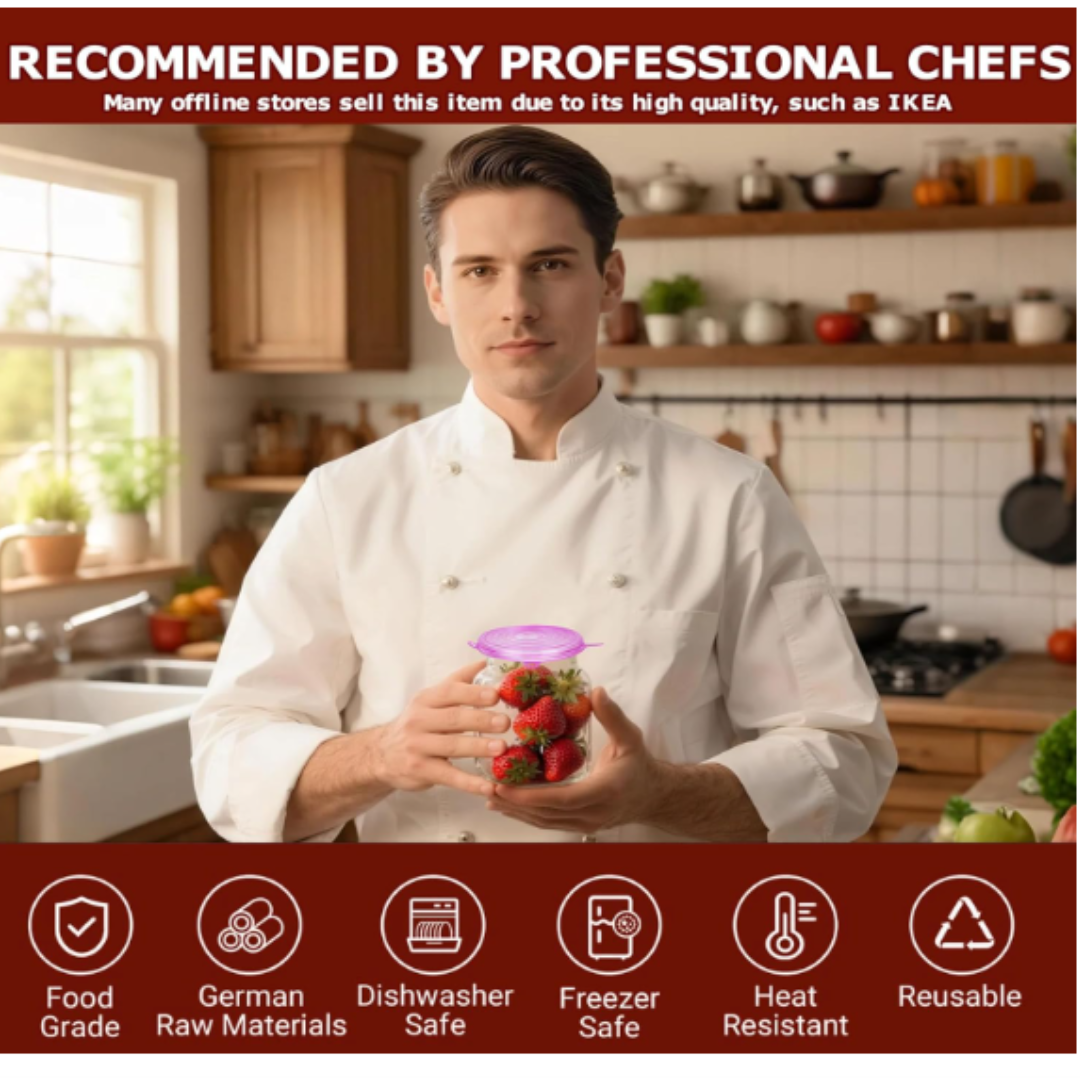 6 PCS Silicone Stretch Lids Food Covers