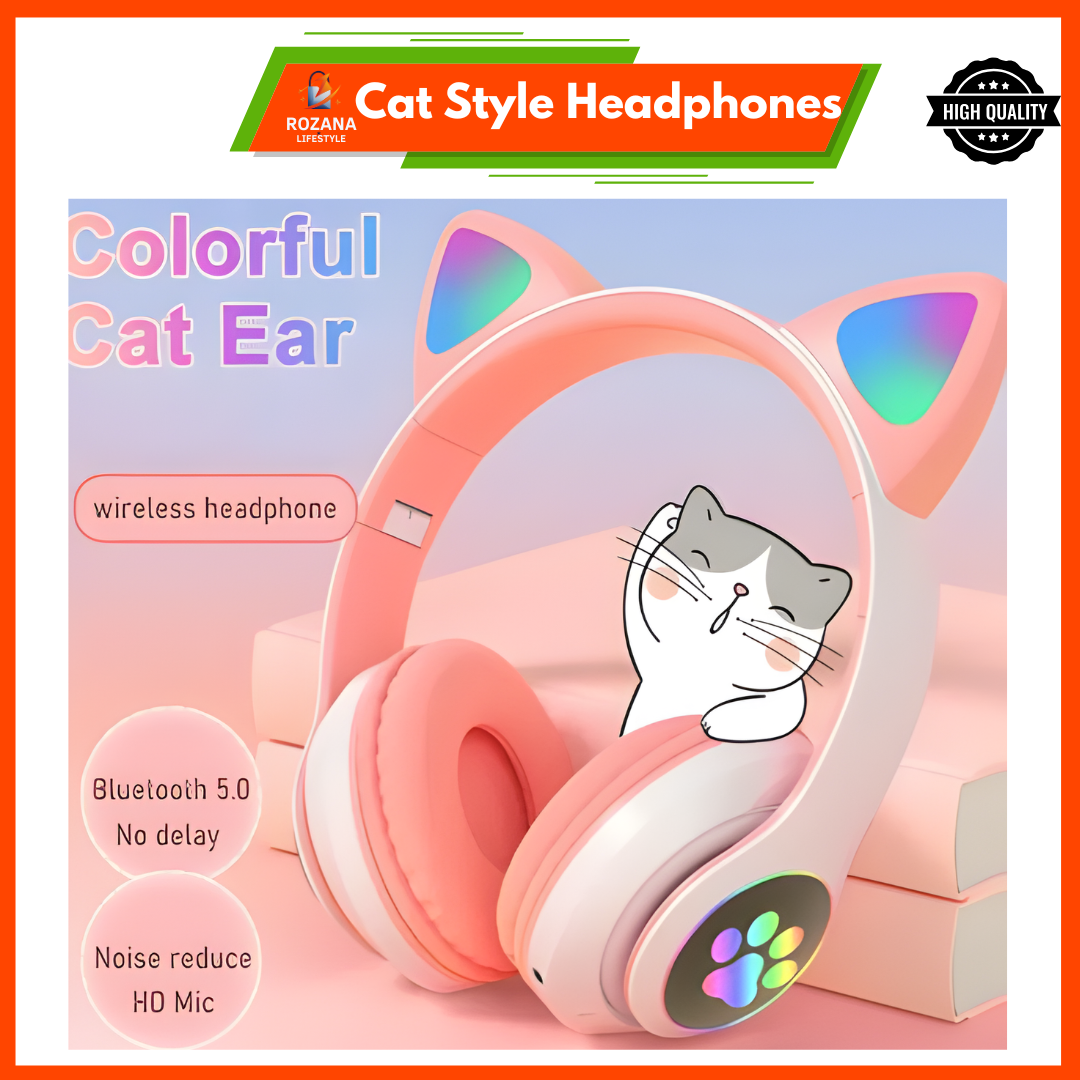 Cat Ear Wireless Bluetooth Headphones with LED Lights