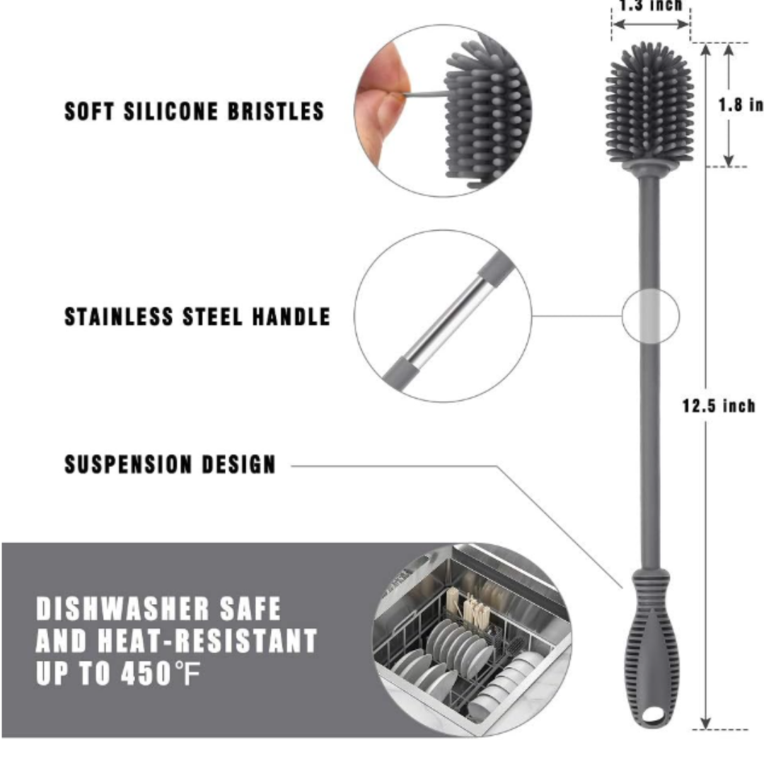 Silicone Bottle Cleaning Brush with Long Handle 