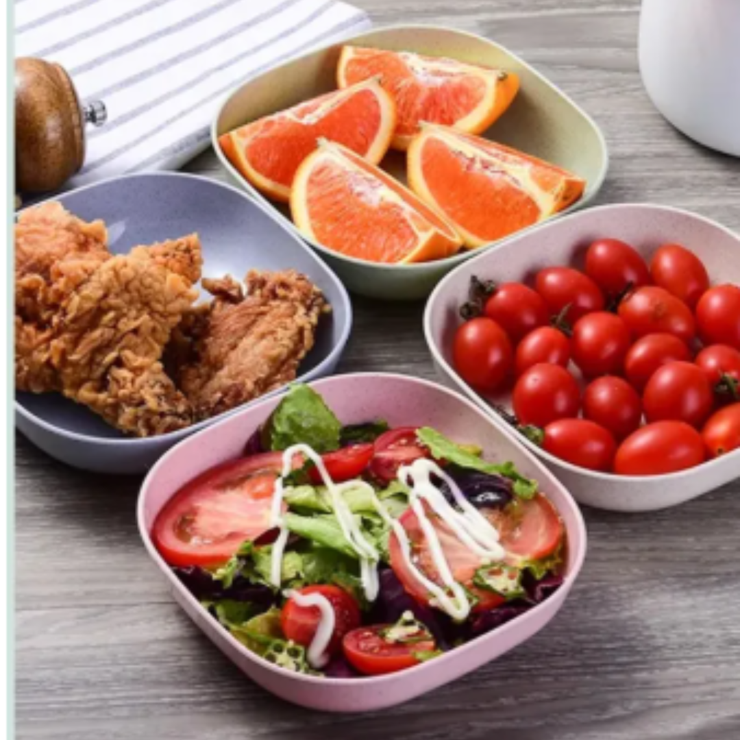 10Pcs Creative Food Grade Plastic Plates Set with Stand