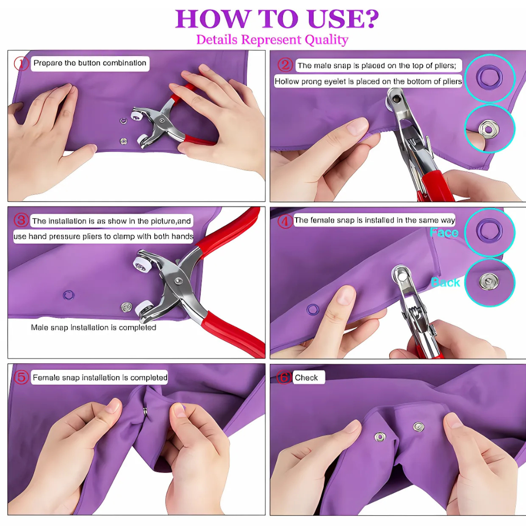  Metal Snap Button Press Plier Kit with 50 Pcs Snap Buttons