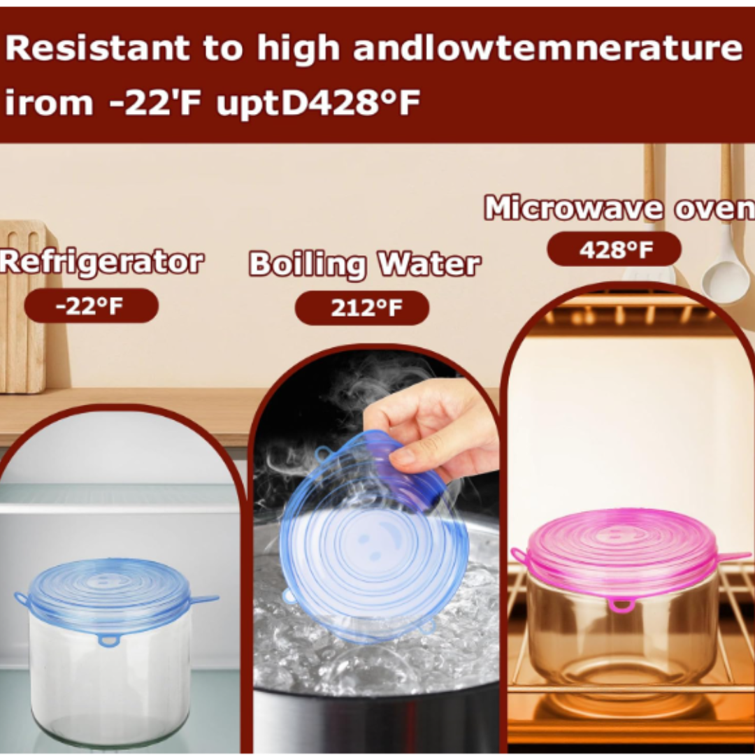 6 PCS Silicone Stretch Lids Food Covers