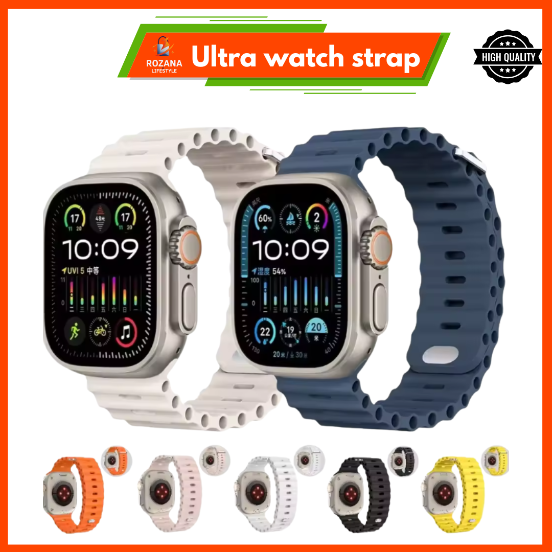 Ocean Silicone Double Buckle Strap for Apple Watch Ultra 2/Series 10/9/8/7/6/SE