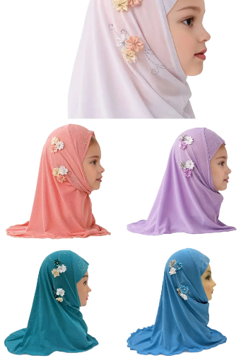 Hijab - Floral Embellished Hijabs for Girls