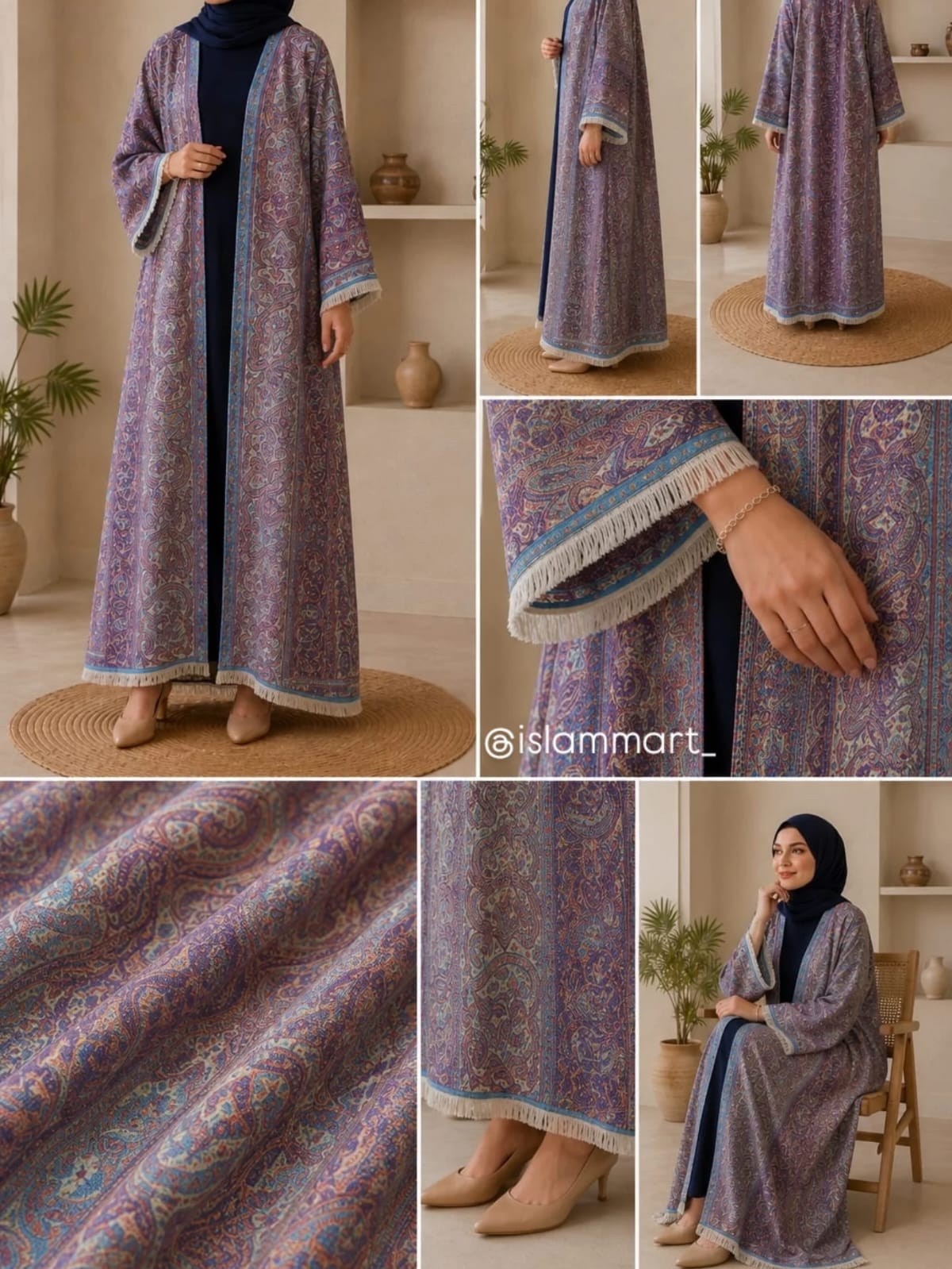 Bluish Multicolor Pashmina Abaya