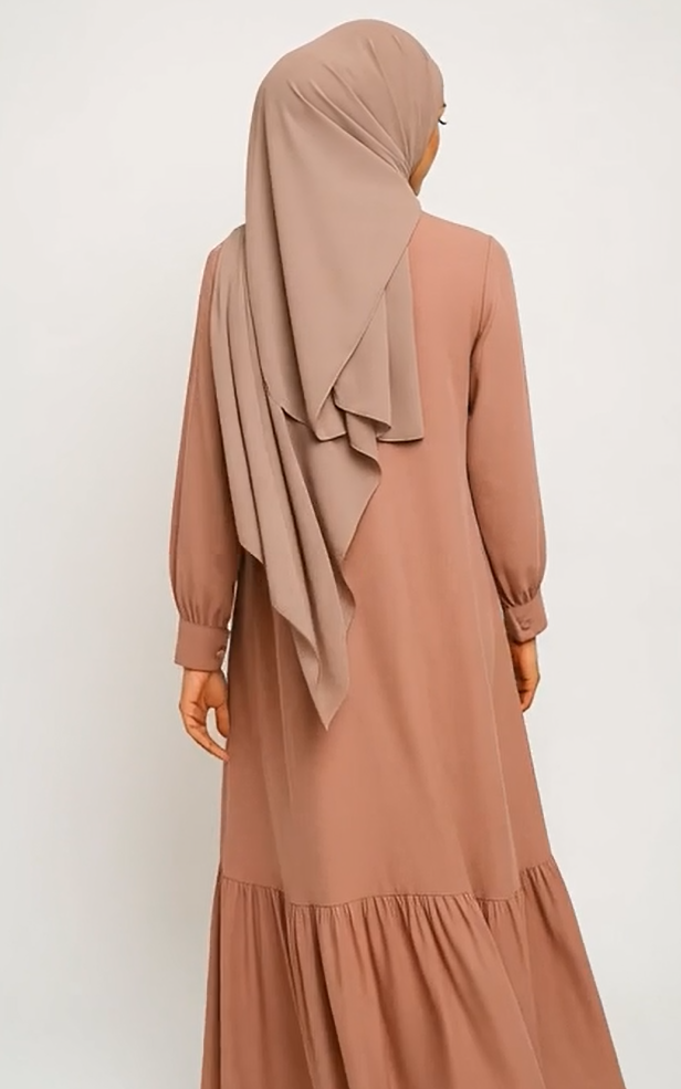 Modest Blush Pink Ruffle Abaya Set