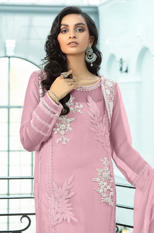 Designer Pink Embroidered Dress