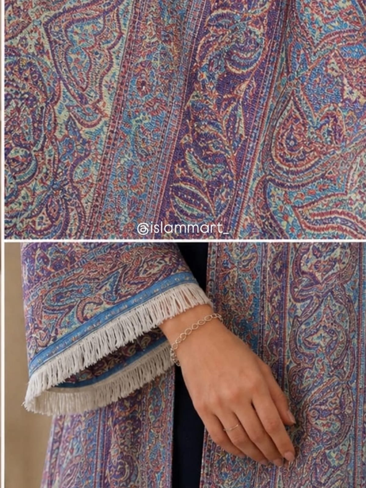 Bluish Multicolor Pashmina Abaya