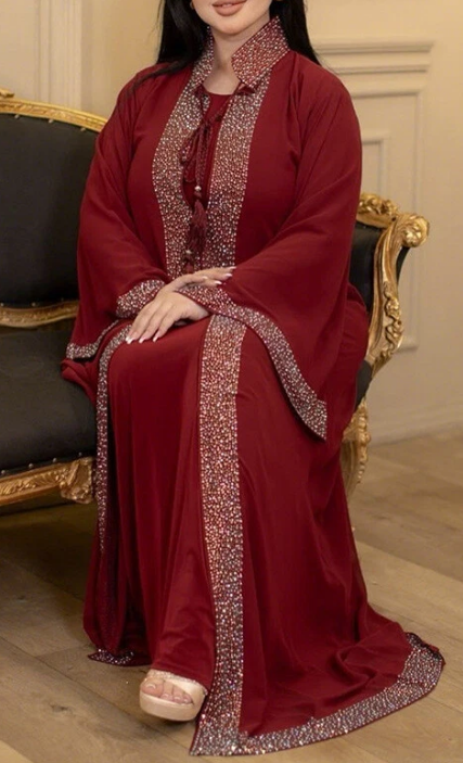 Elegant Dubai Rhinestone Abaya