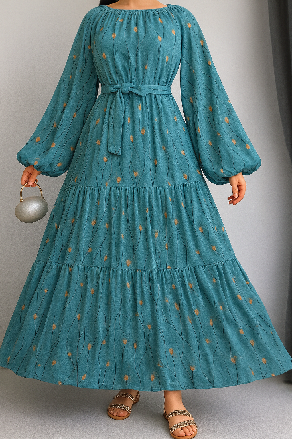 Elegant Teal Green Maxi Dress