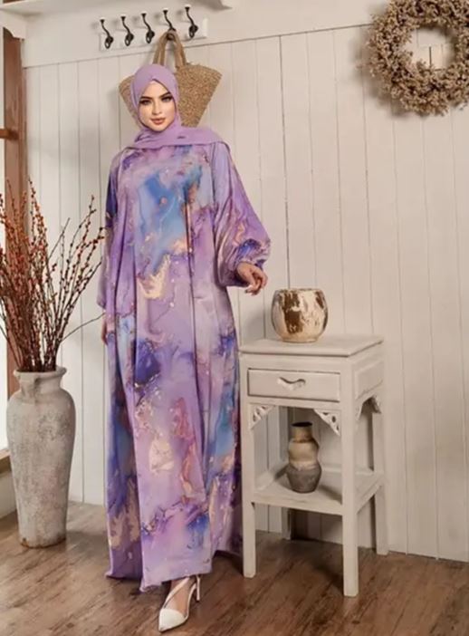 Lavender Purple Marble Print Maxi Dress