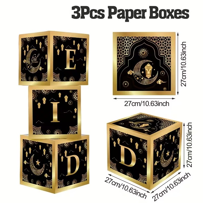 EID Decor 3-Piece Paper Boxes