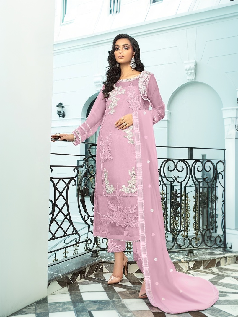 Designer Pink Embroidered Dress