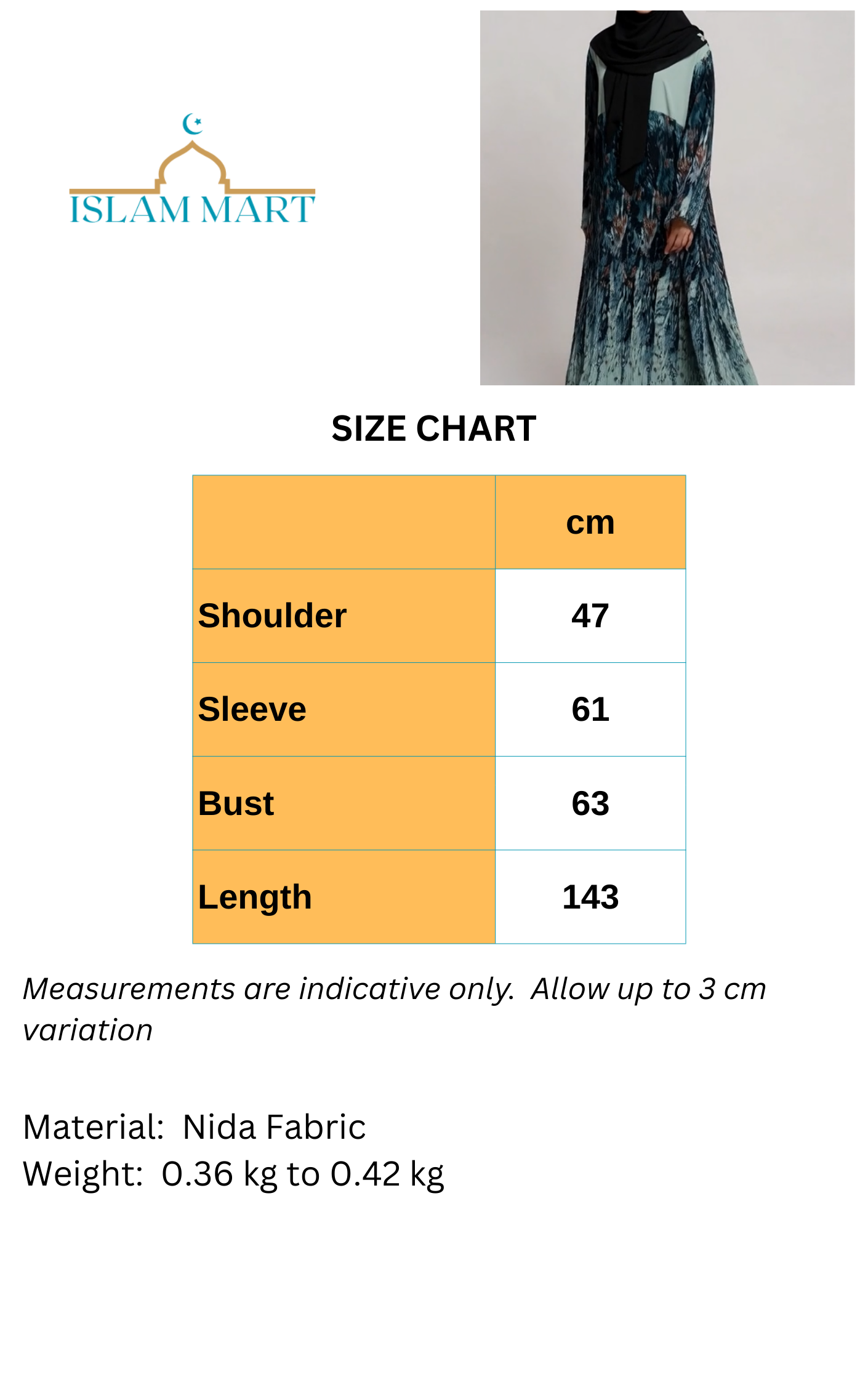 Mint & Teal Abstract Print Abaya