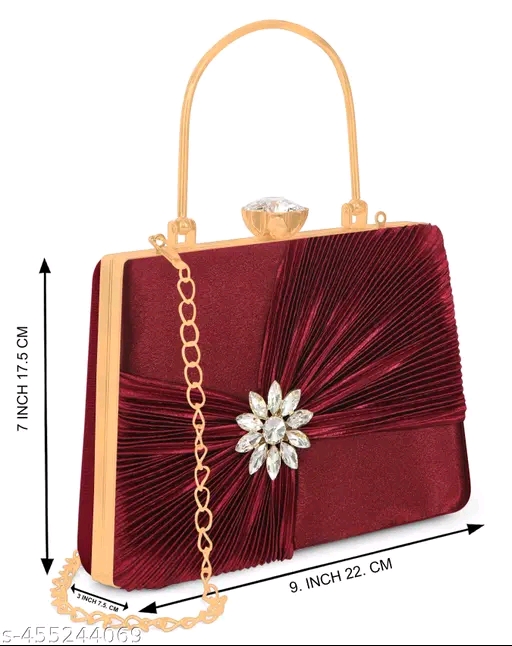 Elegant Burgundy Velvet Handbag