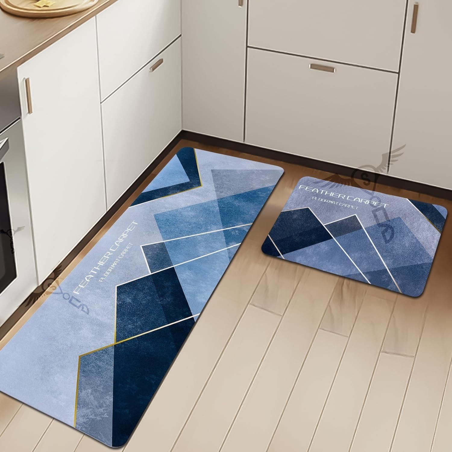 Geometric Kitchen Floor Mat Set