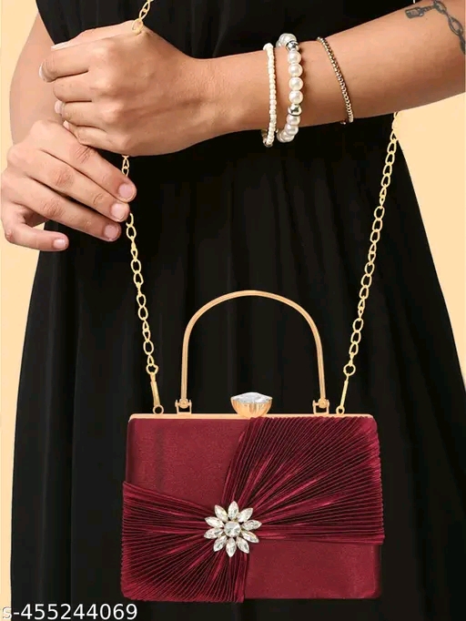 Elegant Burgundy Velvet Handbag
