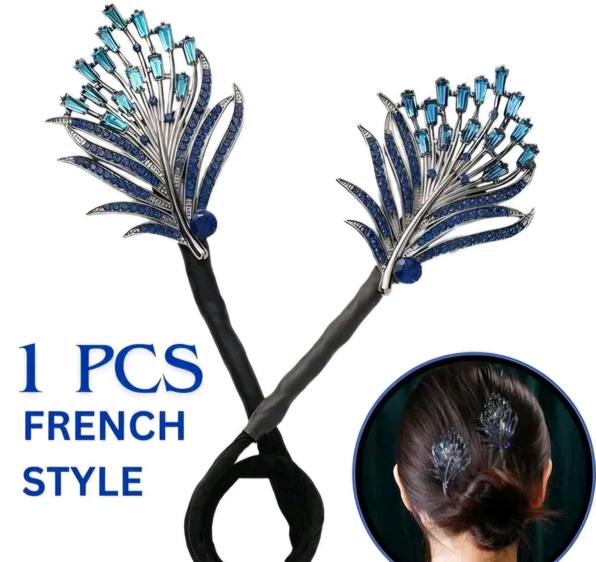 Luxury Blue Crystal Hair buns