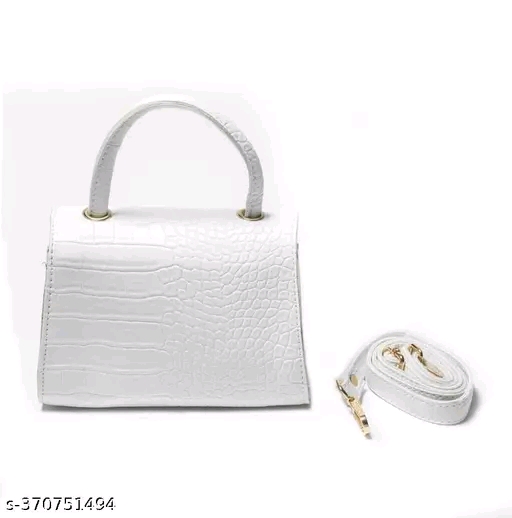 White Crocodile-Pattern Handbag