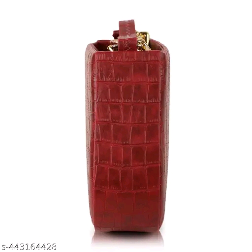 Red Croc-Embossed Shoulder Bag