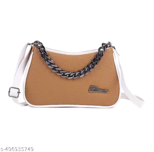 Brown Faux Leather Handbag