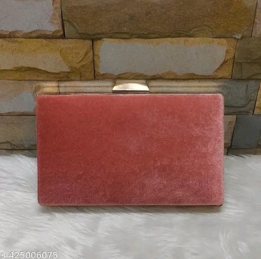 Embroidered Pink Velvet Clutch