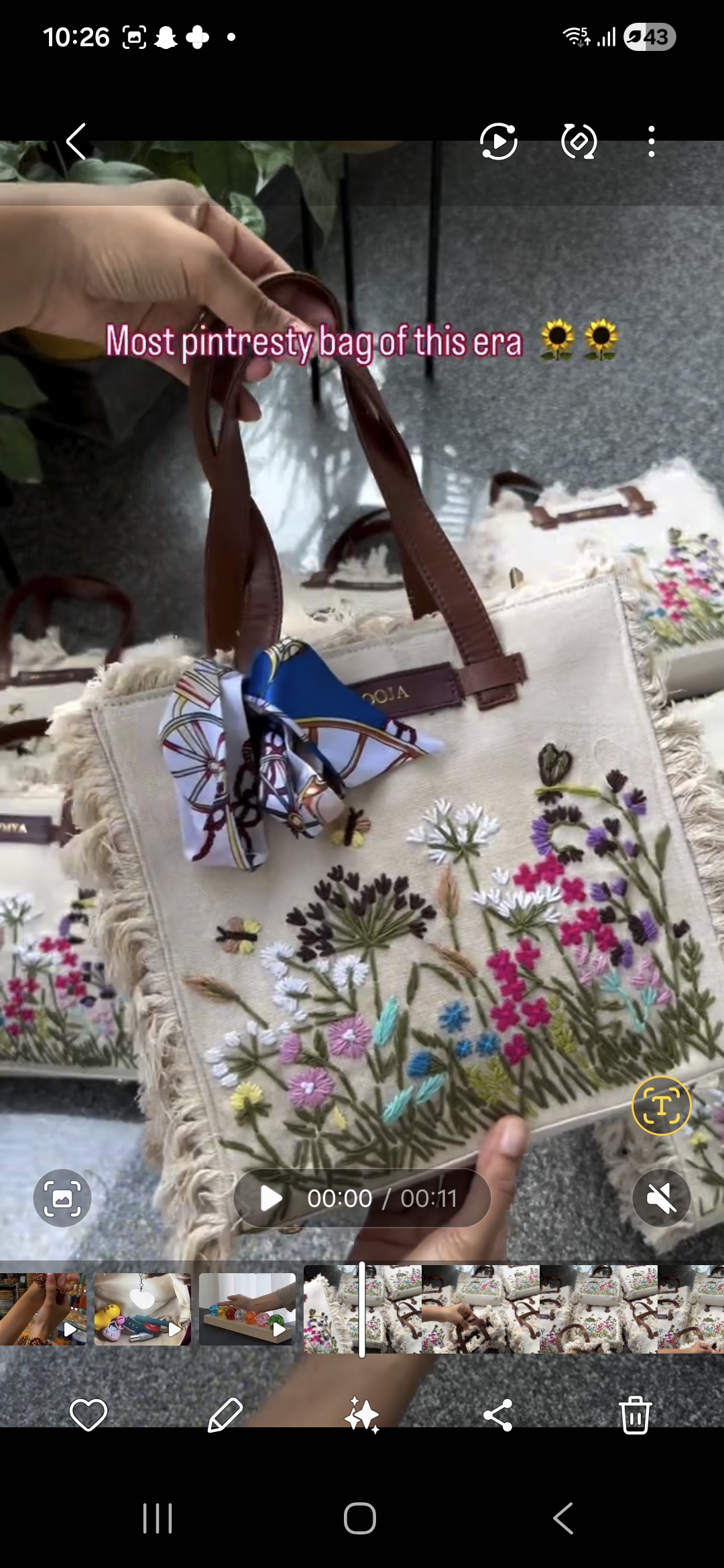Floral Embroidered Tote Bag