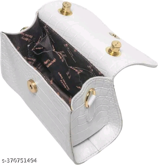 White Crocodile-Pattern Handbag