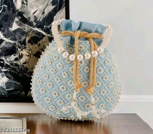 Embroidered Pearl Potli Bag