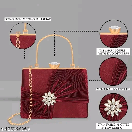 Elegant Burgundy Velvet Handbag