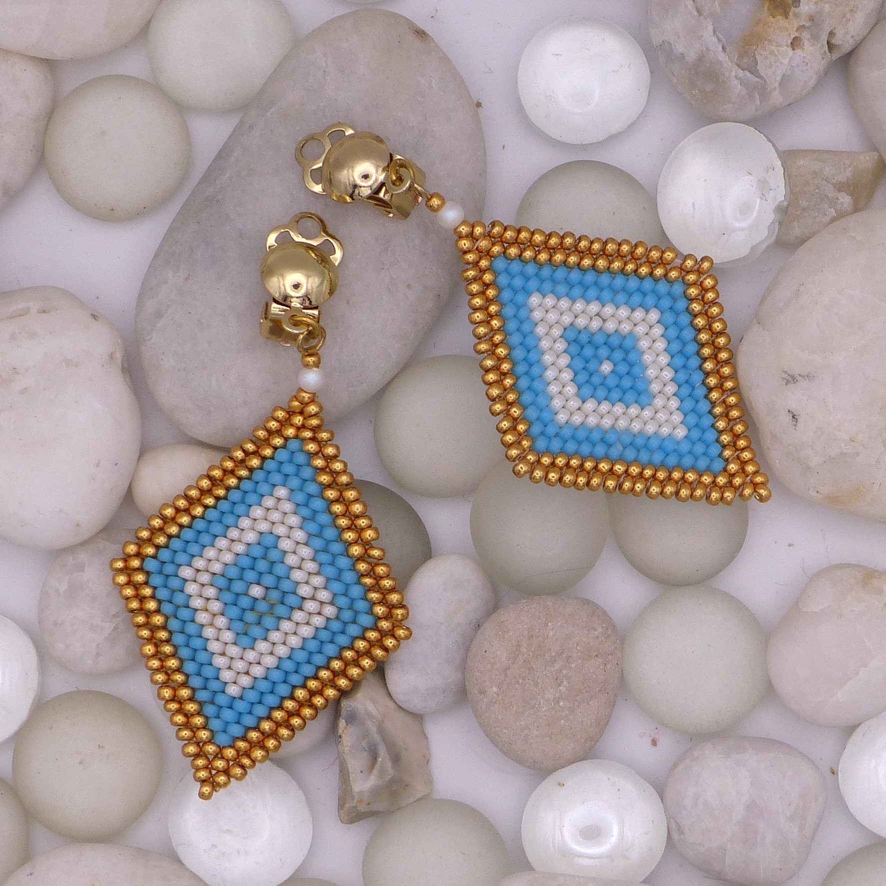 Boucles d'oreille Pipady Couleur - Tons bleus