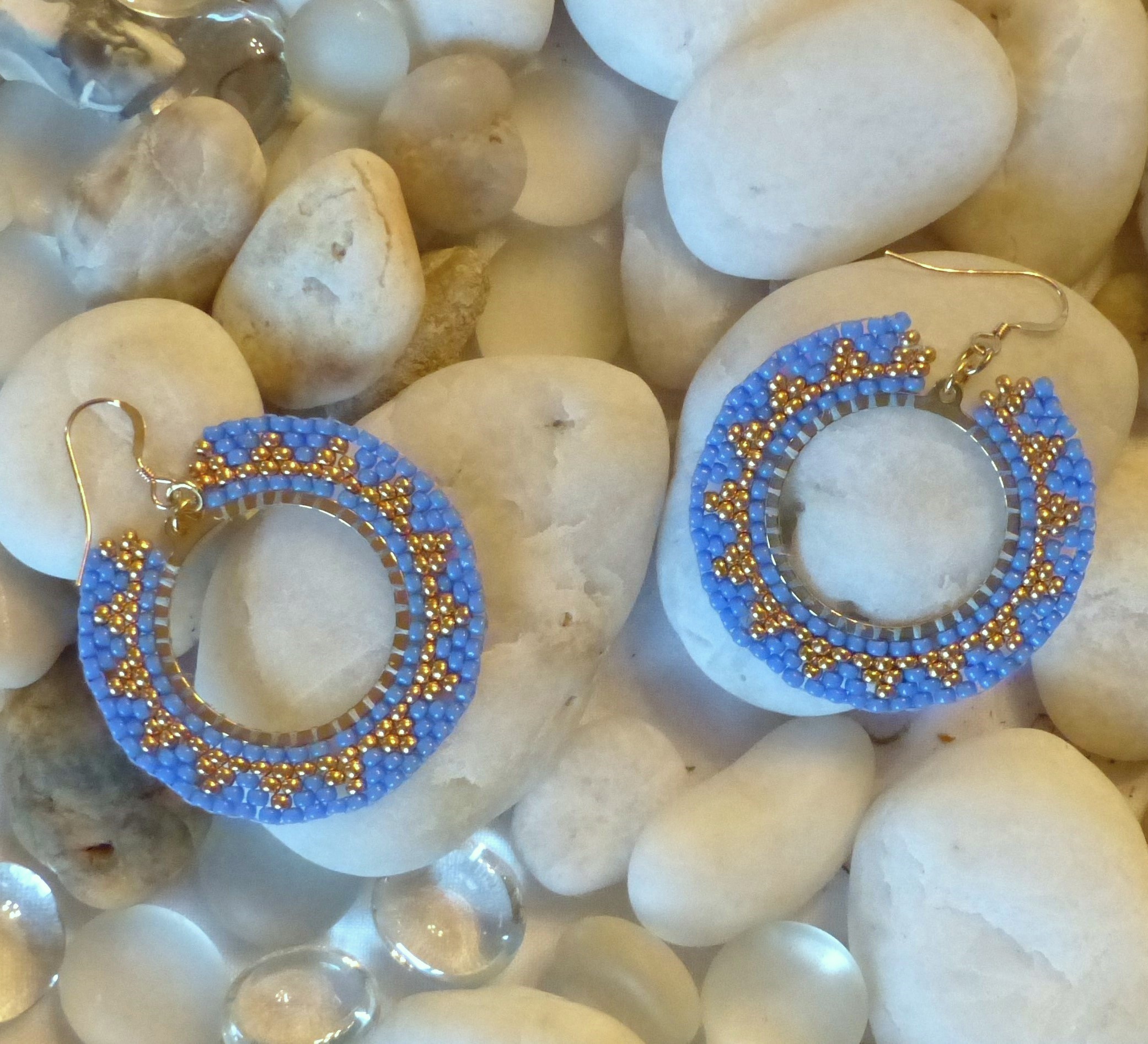Boucles d'oreille Soleil bord Couleur - Tons bleus